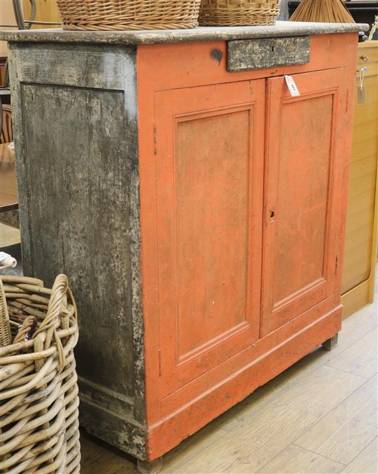 A painted French two door cabinet W.120cm